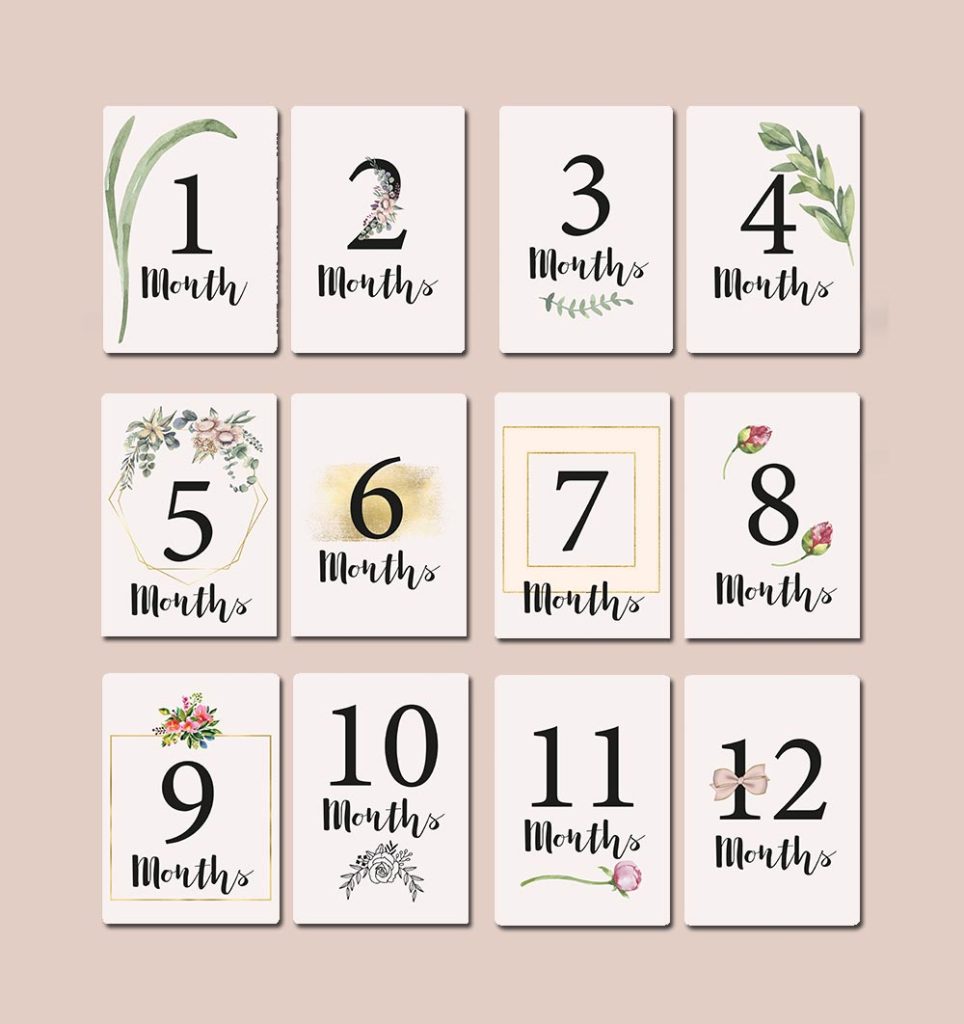12 Baby Milestone Cards | Free Printable Baby Month Cards for Photos ...